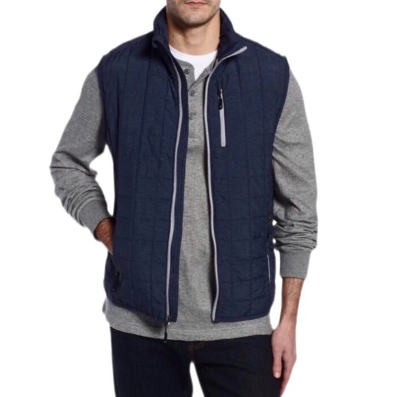 Cutter & Buck Mens Heathered Blue Rainier PrimaLoft Quilted Zip Puffer Vest NWT - Picture 1 of 8